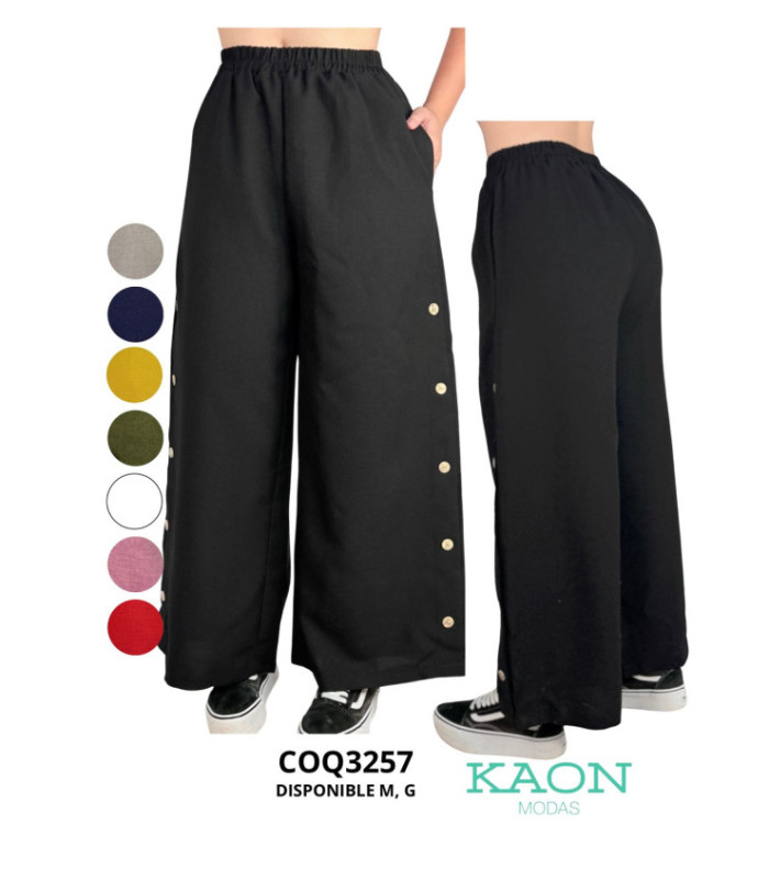 PALAZO ANCHO CORTO CON BOTONES.COQUETA