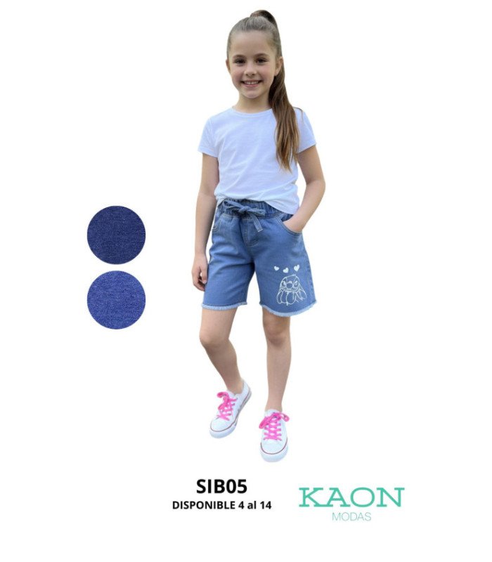 Short Jeans Para Nena Engomado 4 Al 14.Siberian - Kaon Modas CDE