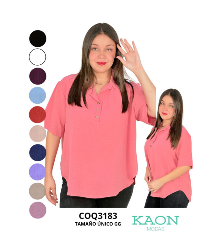 BLUSA M/C SRA.C/ CUELLO TELA DUNNA.COQUETA