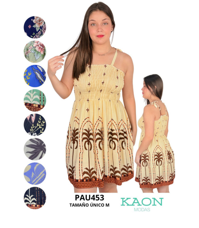 VESTIDO CORTO ENGOMADO CON TIRAS