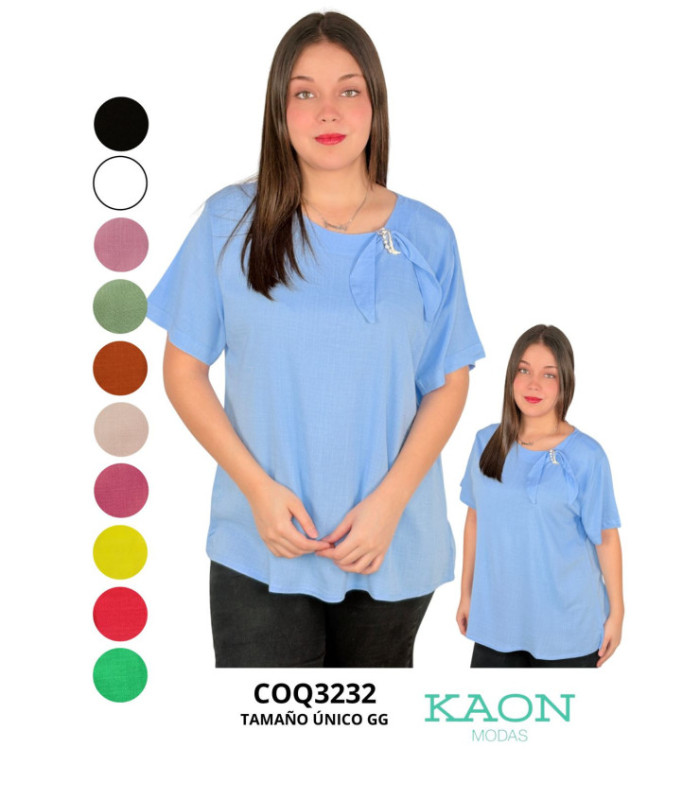 BLUSA P/ SRA LISO TELA LINO. COQUETA