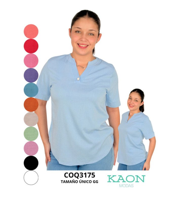 Blusa M/C Sra.tela Lino.coqueta - Kaon Modas CDE